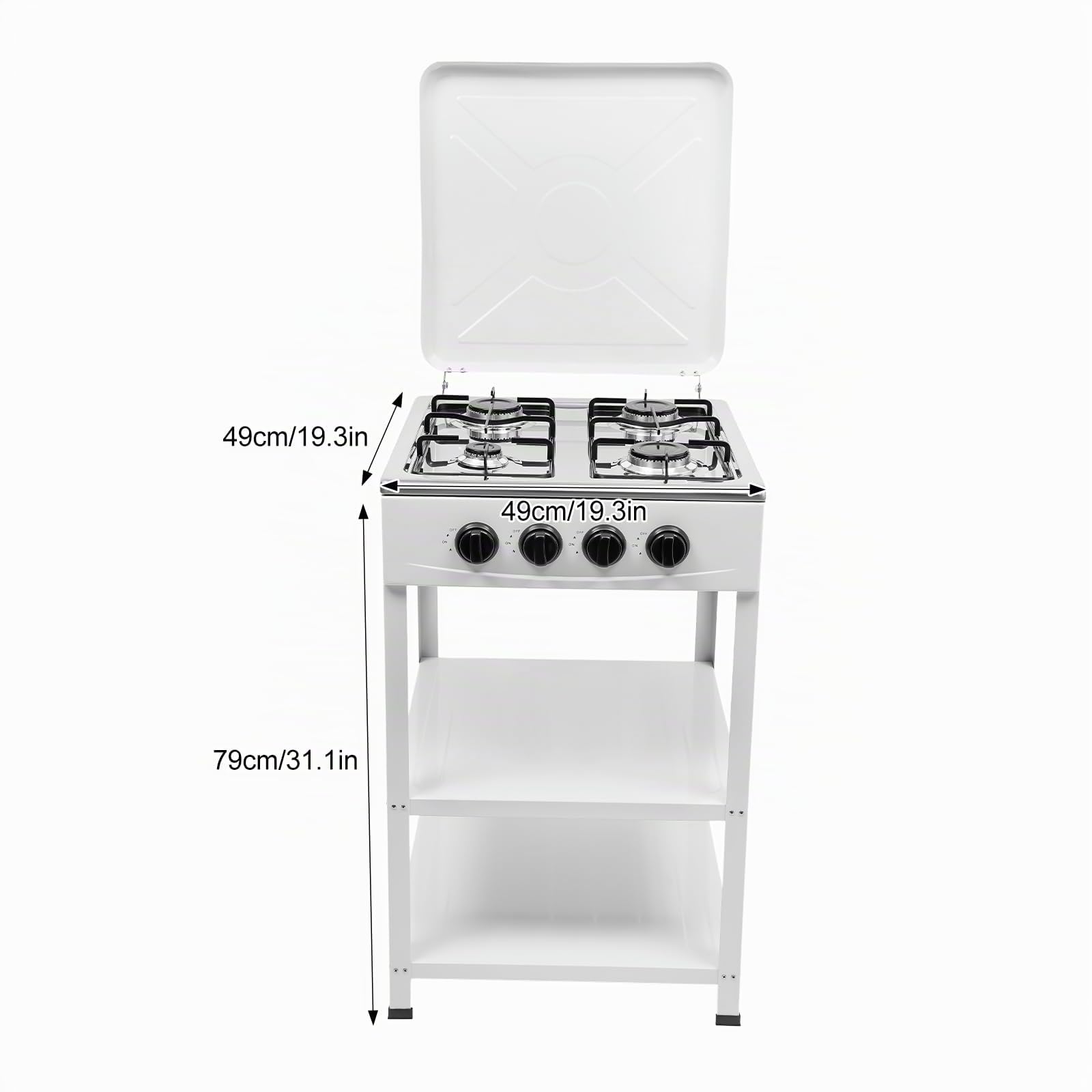 Cocinera de Gas de 4 Quemadores, Rechaud de Gas Portátil, Hornillo de Camping, Hornillo de Gas Independiente, Placa de Cocina con Doble Gabinete, Para Camping, Casa y Restauración, Blanco