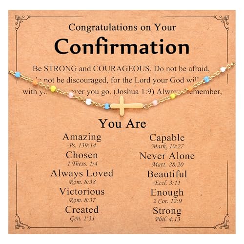 Image of Christian Cross Bracelets for Girls Women, Easter Basket Stuffers | Baptism Confirmation First Communion Gifts for Teen Girls