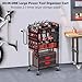 JUNNUJ Large Power Tool Organizer Cart with Charging Station, Garage Floor Standing Rolling Drill and Tools Battery Storage Cart on Wheels, Heavy Duty Utility Rack Shelf with 8 Outlet Power Strip, Red