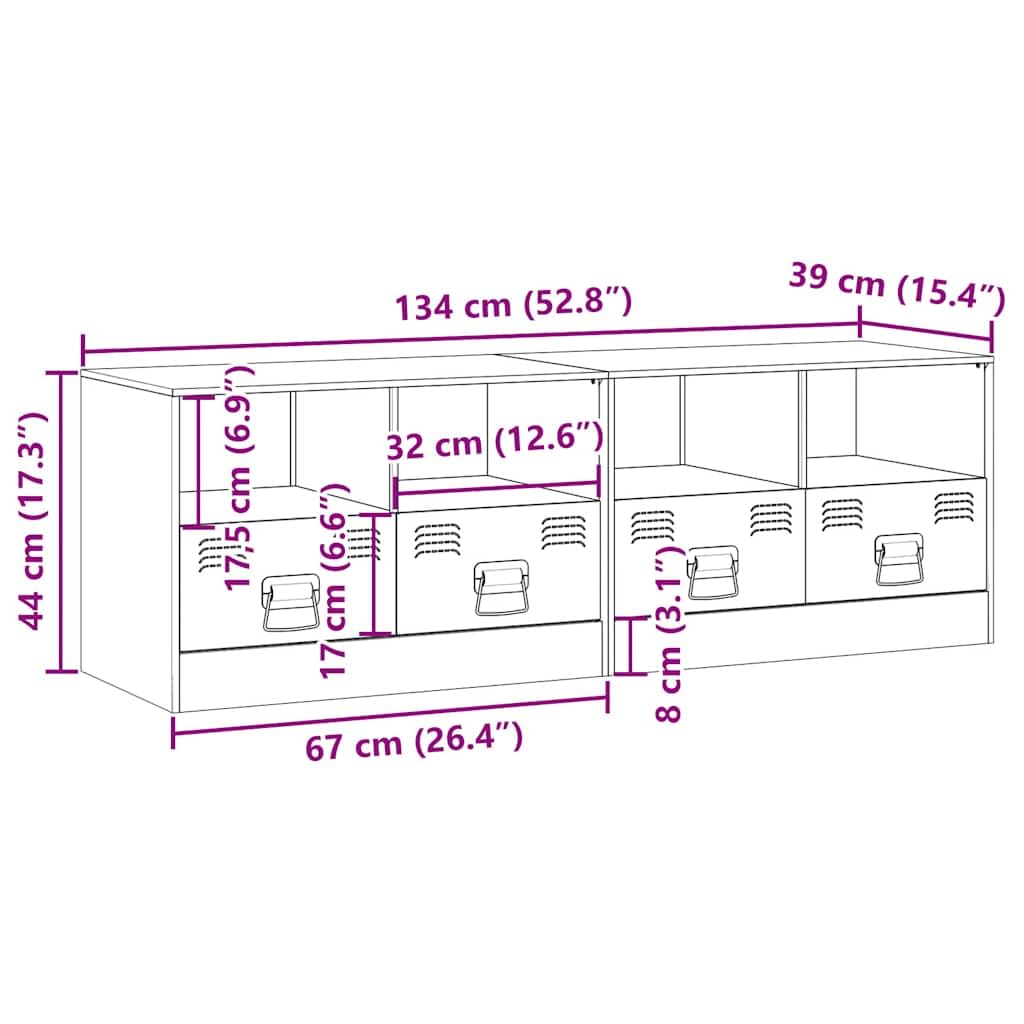 Lot de 2 armoires TV blanches en acier laminé à froid 67 x 39 x 44 cm avec 2 étagères et tiroirs, charge jusqu'à 90 kg, meuble bas moderne pour salon, convient pour téléviseurs de 51 à 76 cm
