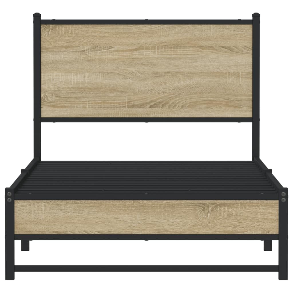 vidaXL Cadre de lit en métal sans Matelas chêne Sonoma 90x190 cm