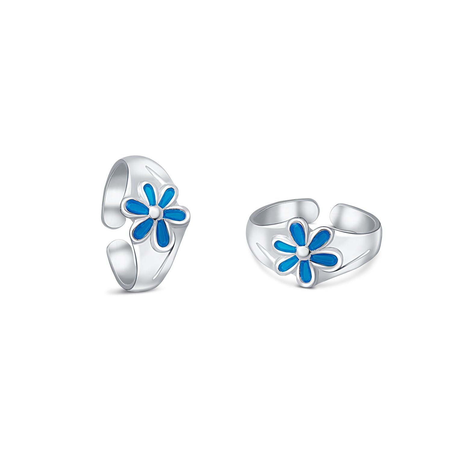 Pure 925 Sterling Silver Toe Ring for Women | Juhi Enamel Toe ring - Sky Blue | Silver Finish, Enamel | Gift for Her (3 gms)-image-4