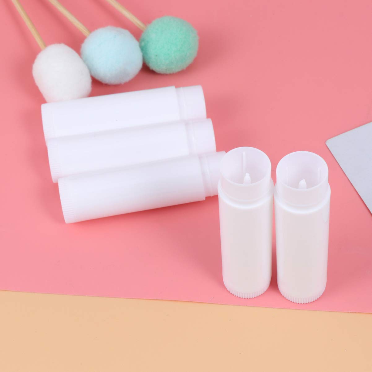 ProLeo 50 pustych pomadek, puste pojemniki do pielęgnacji ust, do samodzielnego wykonania, balsamy do ust, do wielokrotnego napełniania, z nasadką (białe, 5 ml)