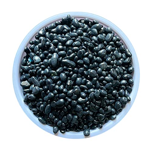 KISEER Clear Glass Stone Bulk 1 LB Glass Beads Gems Marbles Pebbles Gravel Rock for Aquarium, Fish Tank, Garden, Vase Fillers, Succulent Plants Decor (Black)
