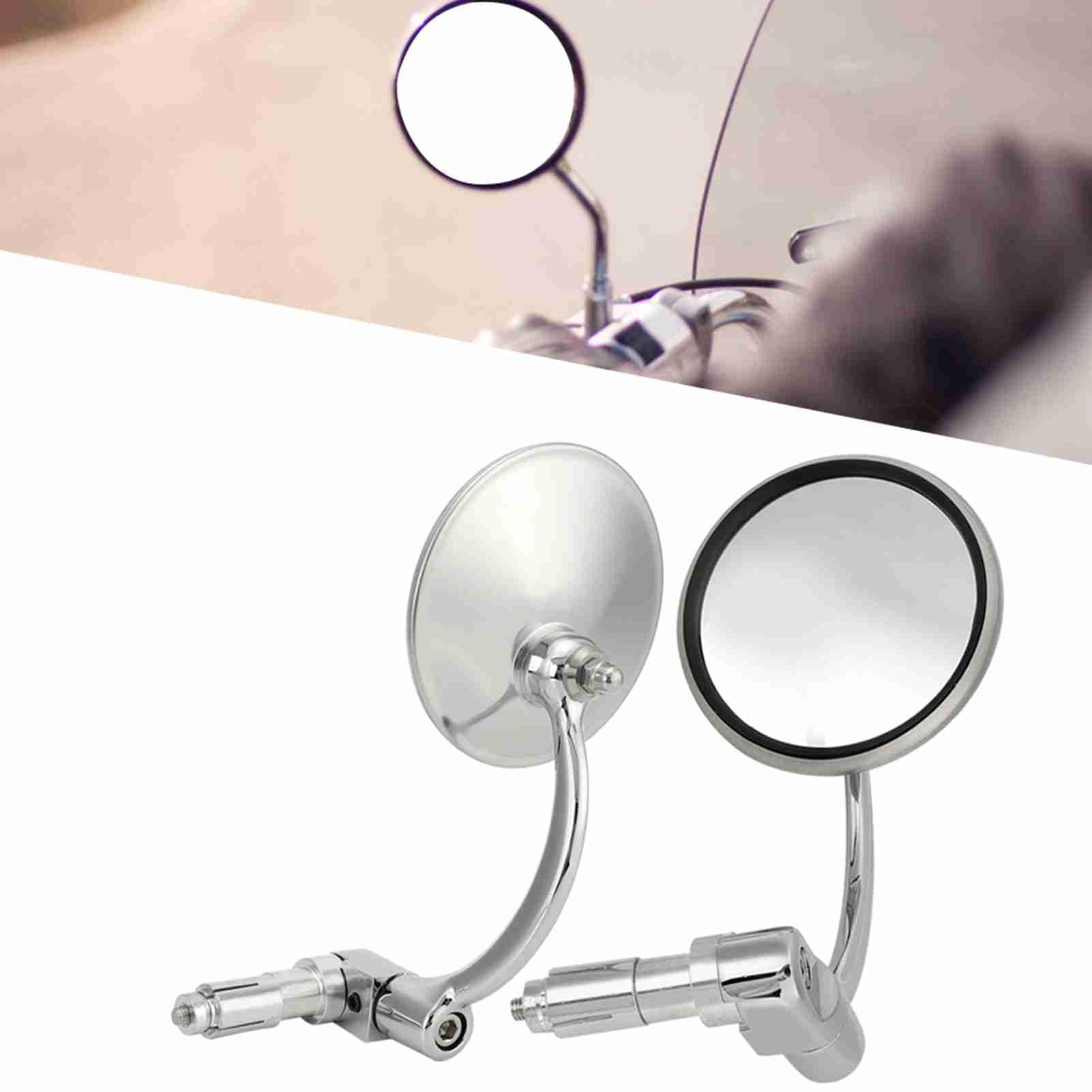 Changor 1 para motocyklowe lusterko wsteczne vintage okrągłe lusterko wsteczne średnica 10 cm srebrny motocykl zmodyfikowane wyścigi wsteczne lusterko boczne pasuje do motocykla z drążkiem 7/8" (22 mm)
