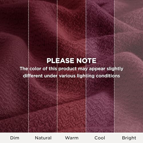 Image of Bedsure 100% Cotton Blanket, Herringbone Weave, Queen Size, Red