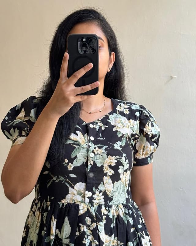 Image of Floral Midi Dress for Women - Summer Boho Dress, Lightweight & Breathable, Elegant Floral Print, Casual & Vacation Outfit, Comfortable Flowy Dress for Women