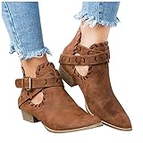 Gibobby Ankle Booties for Women Flat,Women Autumn Boots Buckle Low Heel Ankle Boots Big Size Winter...