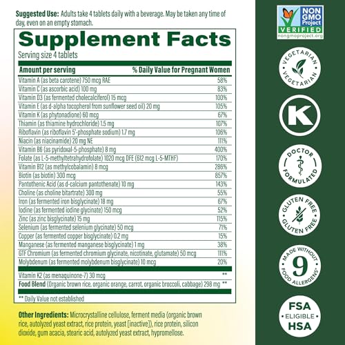 Image of MegaFood Baby & Me 2 Prenatal Multi Minis - Prenatal Vitamins for Women with Choline & Methyl Folate - Gluten-Free, Vegetarian, Pre Natal Multivitamin for Women - 120 Minis Tablets, 30 Servings