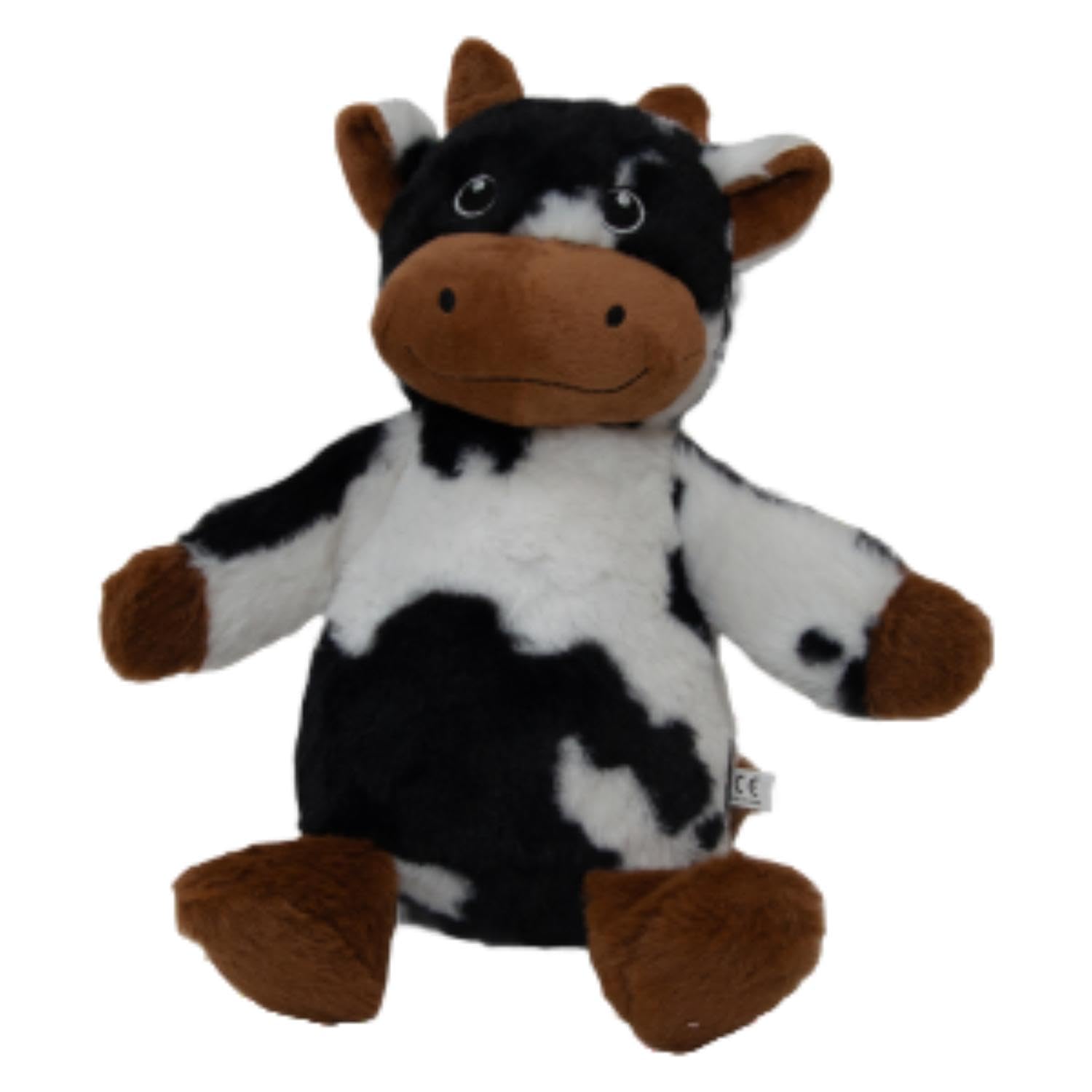 JACK AND VANILLA, Cow Shaped Interactive Cuddly Toy 18 cm Ideal for Dogs and Cats, Built-in Squeaker, Soft and Durable Materials, Machine Washable, Brown