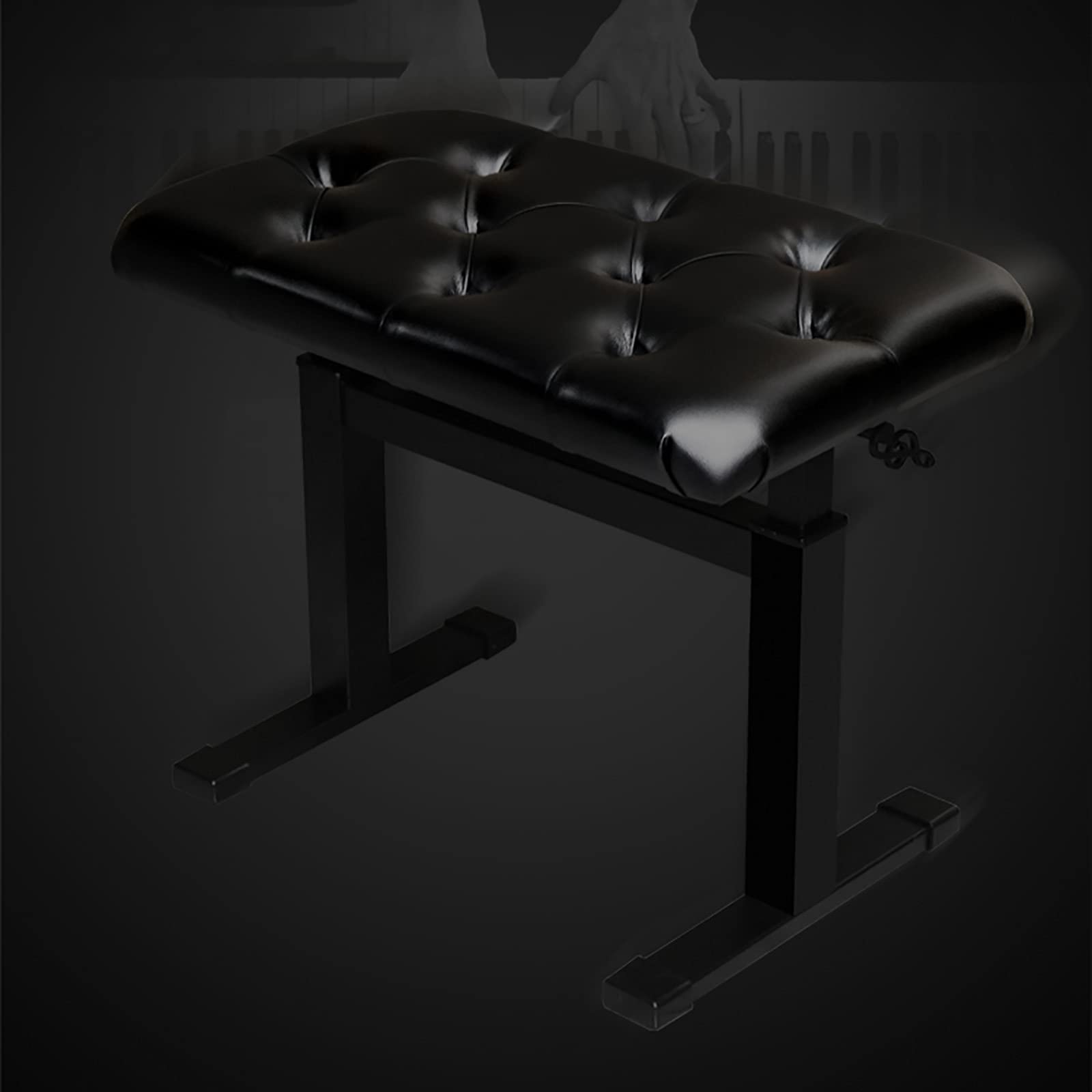 Sgabello per Pianoforte, Tavolo da toeletta, Sgabello Regolabile per Pianoforte, Sgabello Singolo con Sollevamento Automatico in PVC.