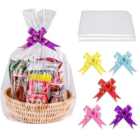 KAHEIGN 24Pcs Clear Cellophane Gift Bags Cover