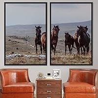 2 Piece Framed Canvas Wall Art Gallop Canvas Prints Home Artwork Decoration for Living Room,Bedroom - 16