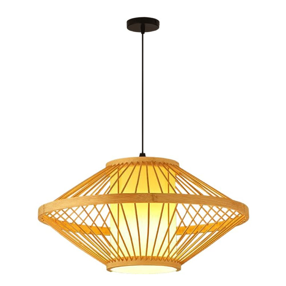 CJSLXGBL Bamboo Farmhouse Chandelier Light Fixtures, Boho Large Pendant Light,Hand Woven Chandeliers,Rustic Chandeliers Hanging Light Fixtures,for Kitchen Island,Dining