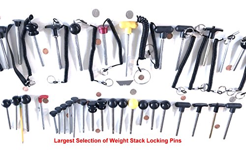 Pin, Tensile - 3/8" Dia | 3 3/4" Locking Space - Grip Length || Universal Weight Stack Replacement SELECTOR Key | Detent Hitch PINS | Heavy Duty Round Black Knob | Chrome Plated Steel Shaft