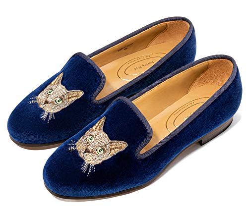Image of Journey West Women's Velvet Loafer Flat with Embroidery Velvet Slippers