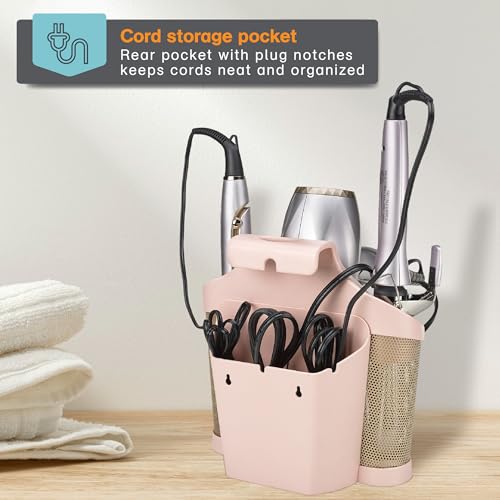 Polder Style Station, Hair Tool Organizer for Hair Dryer, Curling Iron, and Hair Straightener, Easy-to-Store Hair Styling Station, Blush and Bronze - Thumbnail 4