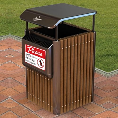 Image of 2PCS Please Do Not Dispose Poop Bags in This Trash Bin Stickers, Self-Adhesive Weatherproof Do not Throw Dog Poop Bag in The Trash Sign, Trash Can Stickers for Home,Yard,Restaurant(8 inch x 6 inch)