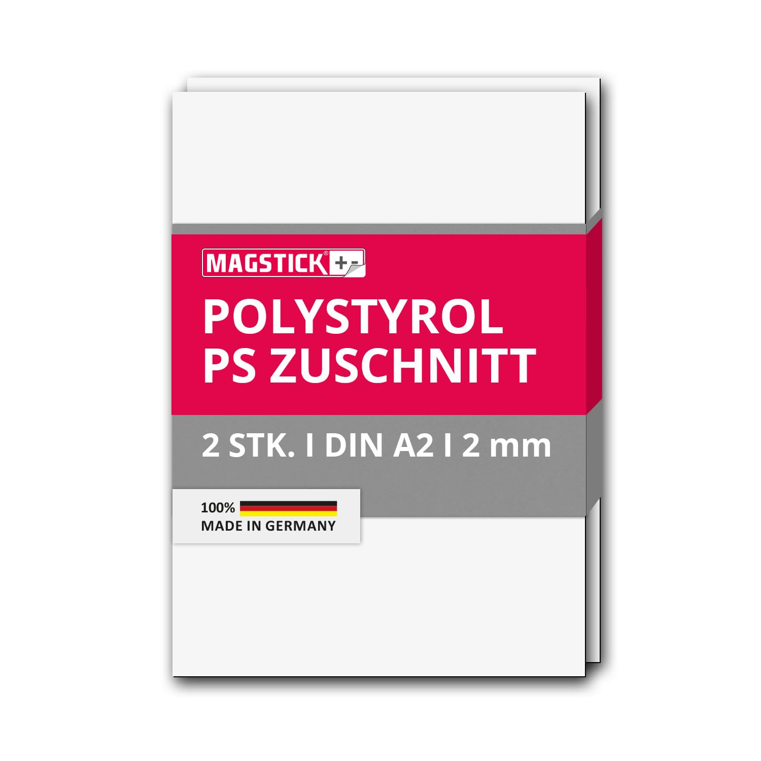2er Set Polystyrol Platten weiß I DIN A2 Kunststoff-Hartplatten PS Zuschnitte I 420 x 594 mm I 2 mm Stärke I für Modellbau Architektur DIY I mag271