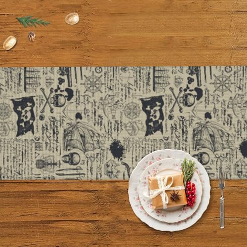 Chemin de table de Noël motif sans couture pirate pour buffet - 6