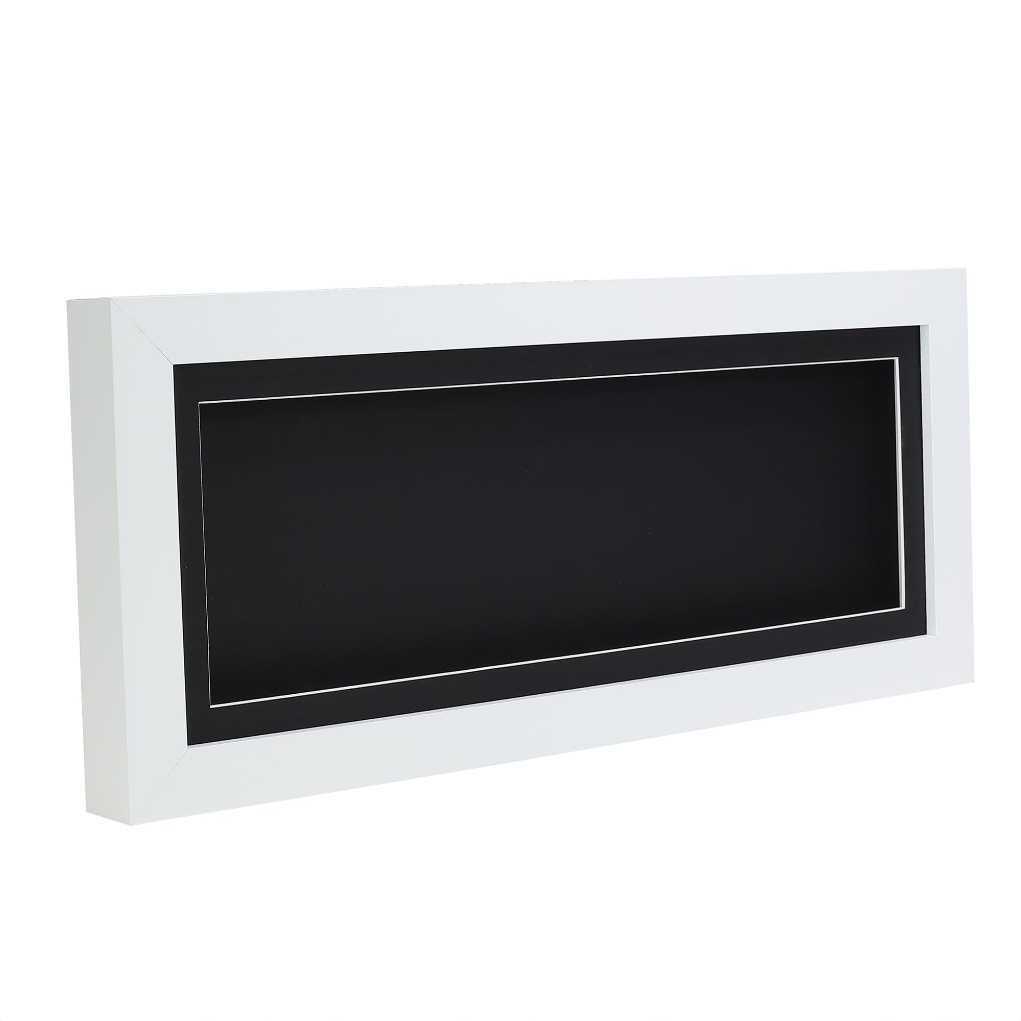 Boldon Framing Black Mount 16X6" White 3D Deep Box Picture Shadow Box Frame Display Memory Box With For Medals Memorabilia Flowers Etc