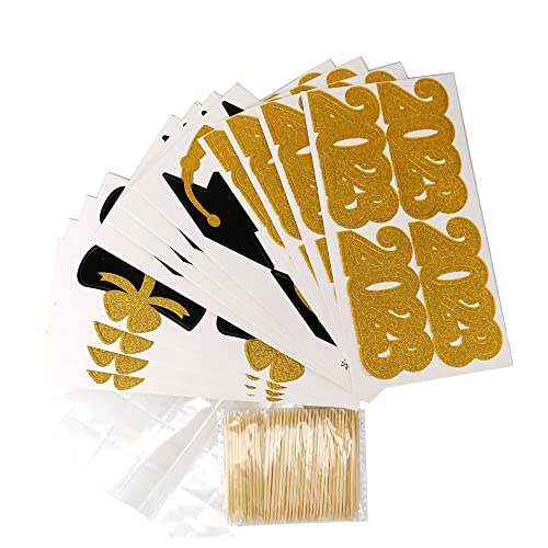 Yubobo 2023 Graduation Cupcake Toppers, 48 Pcs Food/Appetizer Picks For Graduation Party Mini Cake Decorations, Diploma, 2023, Grad Cap Set 48 Pieces (Gold) #TOP5