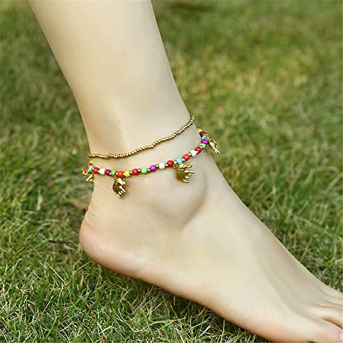 Image of kelistom Bohemian Ankle Bracelets for Women Handmade Natural Stone Beaded Chain Anklet