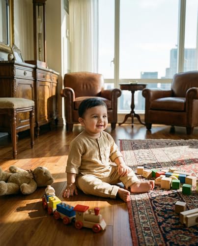 Image of Baby Boys Night Suit 3 /4 Sleeves Co-Ord Nightwear Set - Pure Cotton- Soft, Comfy & Perfect for Sleep Time