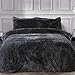 Produktbild Sleepdown 5056242754626 Luxus-Bettwäsche-Set mit Kissenbezügen aus Kunstfell, anthrazit, superweich, pflegeleicht, 220 x 260 cm, Polyester, Super King