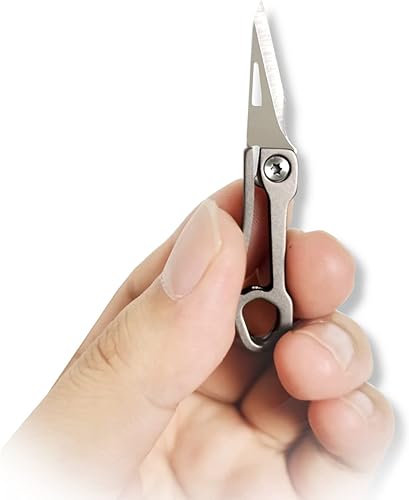 Miniatura 3 de mini cuchillo de bolsillo,Mini cuchillo plegable TC4 Titanio,Pequeña herramienta al aire libre