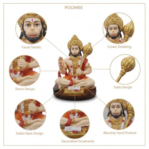 Image of Hanuman Idol for Car Dashboard, Bajrangbali Murti for Car, anjaneya Swamy Idol for car, mini Hanuman Idol, Dashboard Idol for Office Desk, Statue for car Dashboard