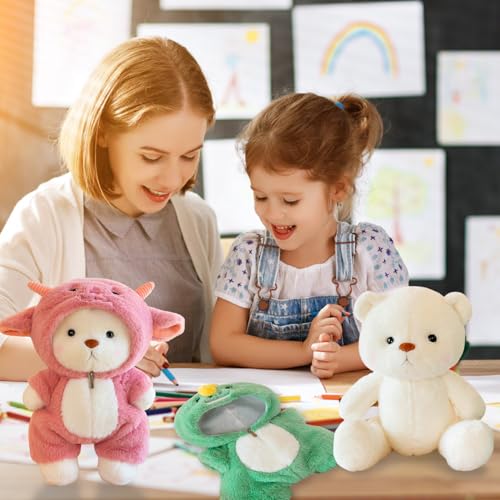 Plüschtier Teddybär mit Schaf Kostüm, 30cm Teddy Plüschtier, Teddybär, Stofftier Teddy, Teddybär Kuscheltier, Teddybär Kuscheltier mit Reißverschluss Outfit, Plüsch-Bär, Kreatives Geschenk für Kinder