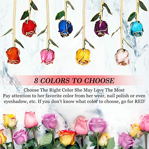 Ejoyous - Rosa in oro 24 carati con supporto per