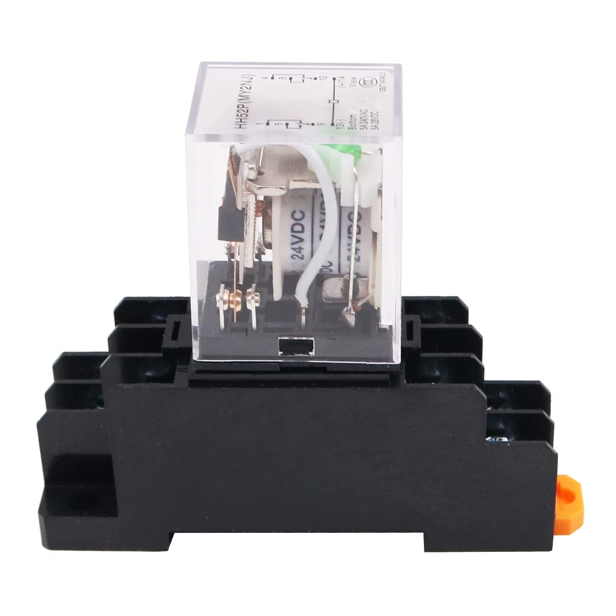 WANGCL 2 szt. Mini DC 24 V przekaźnik elektromagnetyczny przełącznik 8-pinowy przekaźnik DPDT 2NO+2NC ze wskaźnikiem LED podstawy gniazda