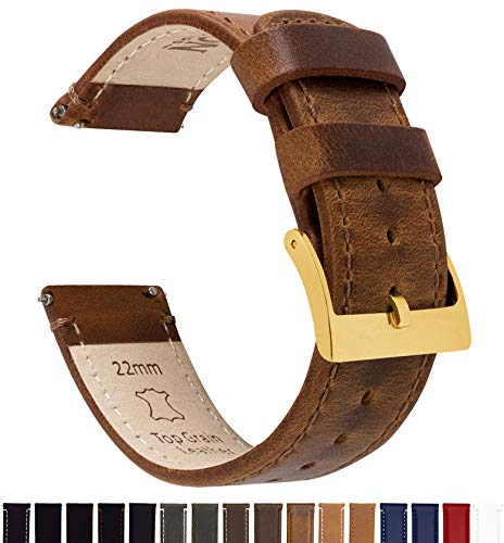 Image of BARTON WATCH BANDS - Top Grain Leather Watch Bands Compatible with Apple Watch Models - 1, 2, 3, 4, 5, 6, 7, 8, 9, 10, SE, Ultra & Ultra 2