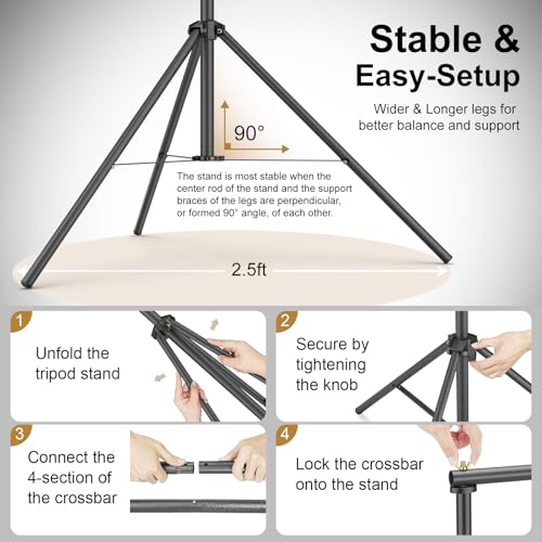 Image of LINCO Lincostore Backdrop Support Stand Kit 10x7.1ft Adjustable Photography Studio Photo Background Support System with Carrying Bag for Green Screen Muslin, 4173-U (10ft Wide 7.1ft high)