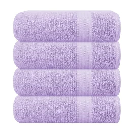 GLAMBURG Bath Towel Set, Cotton Bath Towels 27x54 - Pack of 4 - Ideal for Everyday use - Quick Drying & Multipurpose Usage - Purple