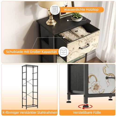 Miniatura 5 de Caiyun Cómoda Con 6 Cajones De Tela Estrecha Armario De Tocador Bohemio, Armario De Almacenamiento Para Dormitorio, Cómoda De Para Sala De Estar, Dormitorio, Habitación Infantil