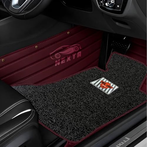 Image of 10D Car Floor Mat for Tata Sierra Ev | Nappa Leather | Luxurious & Elegant Look | 100% Waterproof and Washable | Custom Fitted |- Cherry with Black