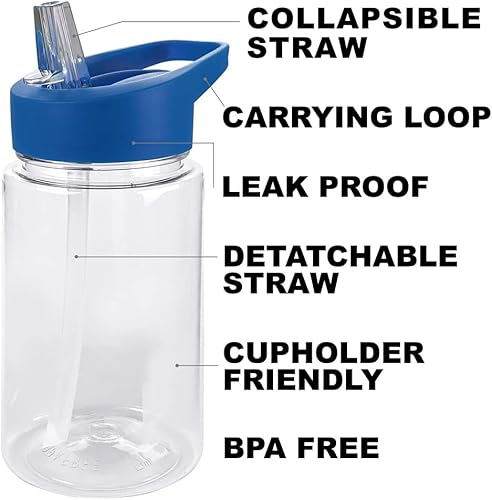 Miniatura 3 de LOGOVISION Tonka - Botella de agua de plástico Tritan para niños con tapa con popote y asa, vaso reutilizable para niños pequeños, unisex, para