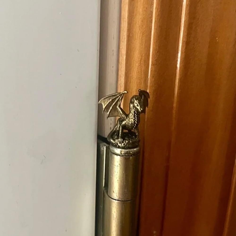 Laosshu Dargon Vintage Mini Door Hinge Head Decorative Topper - 3Pcs Magnetic Animal Home Decoration For Dragon Lovers