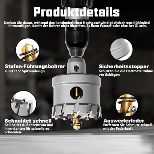 GSTK Upgrade Heavy Duty Carbide Hole Saw 14 Pcs,Metal Steel Hole Saw Drill Bit,TCT Hole Cutter,Alloy Hardness Upgrade, with 2*Extra Titanium Plated Pilot Center Drill and 2*L-Wrench