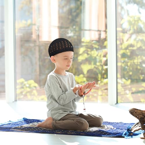 Image of Boyiee Kufi Hat for Men Muslim Knit Kufi Cap Crochet Beanie Skull Beanie African Hat for Men Women