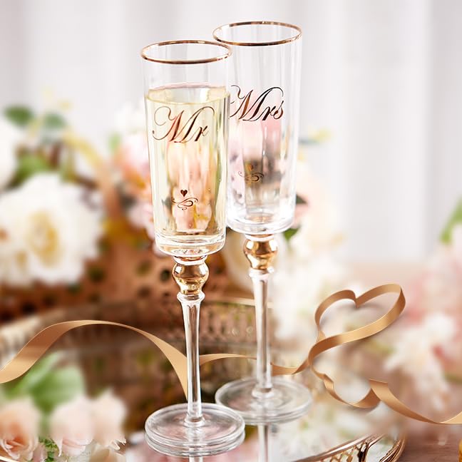 Mr & Mrs Champagne Flutes - Wedding Gift Set -1 Mr & Mrs Champagne Flutes - Wedding Gift Set -1