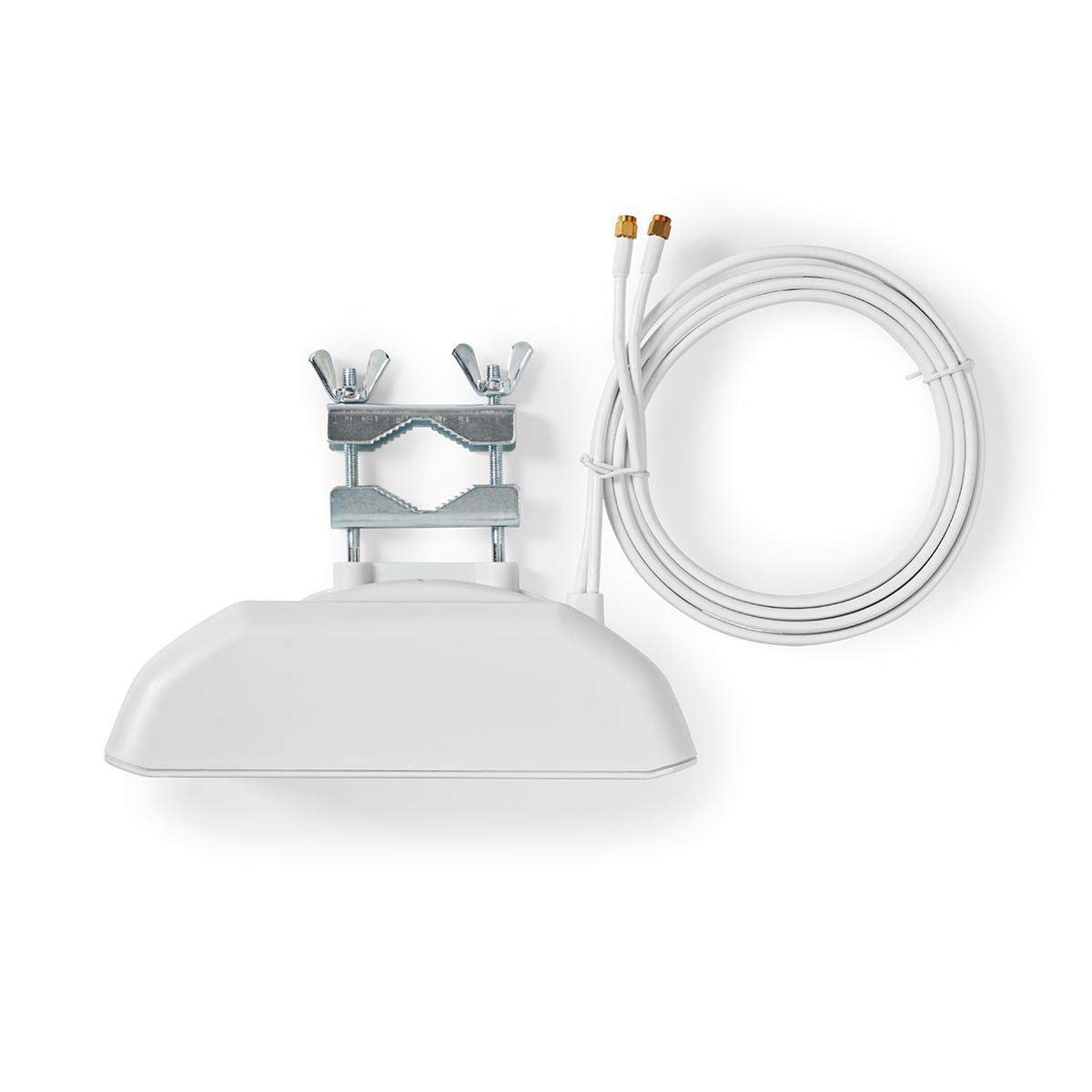 Nedis Antena 5G, 4G, 3G - Recepción de señal Estable con Cable LMR200 de 2,5 de Longitud y una Sola Antena - 698-5000 MHz - Apta para Exteriores - Blanca
