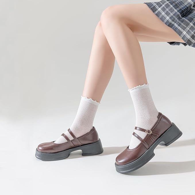 Lot de 6 paires de chaussettes à volants en maille et coton pour femme - Ultra fines - Blanc