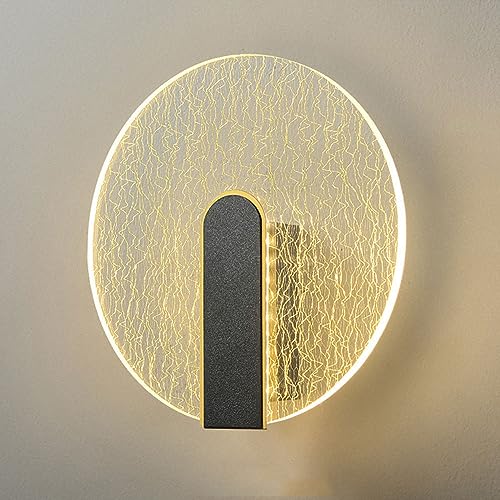 Aplique de pared LED moderno - Acrílico creativo, 5 W, 3 modos de color, lámpara con cableado para dormitorio, sala de estar, pasillo, diseño elegante en negro, iluminación interior decorativa ( )