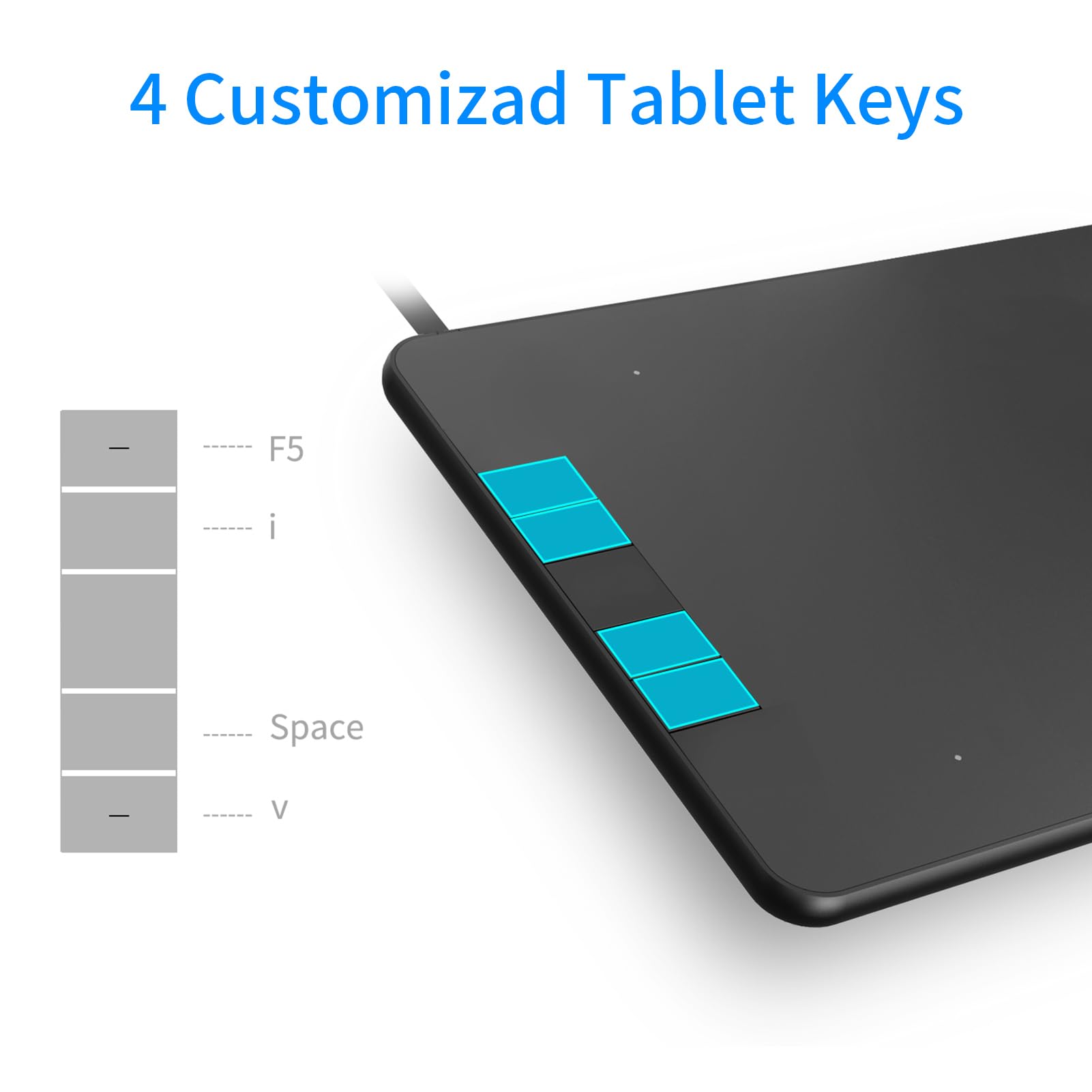 PN640 Tableta gráfica de Dibujo con lápiz óptico sin batería y 8192 Niveles de sensibilidad a la presión - Área Activa Art Pad de 6 x 4 Pulgadas Compatible con Mac OS Android y