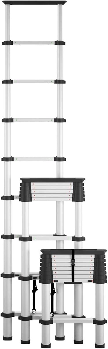 COSCO SmartClose Telescoping Aluminum Ladder with top Cap (300-lb Capacity, 8.5 ft. Ladder with 12 ft Max Reach)