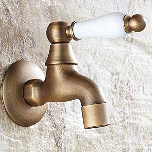 Robinet d'évier mural classique en laiton antique robinet mitigeur d'évier robinet chaud et froid avec poignée en céramique